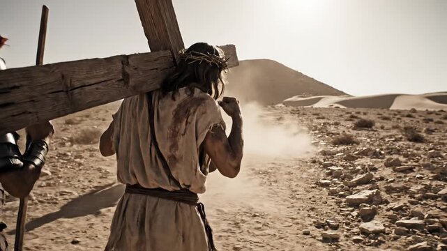 The solemn moment of carrying the cross.