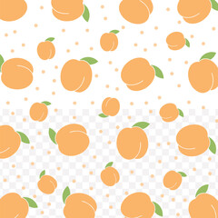 Flat Style Peach Juice and Fruit Illustration Seamless Repeating Pattern