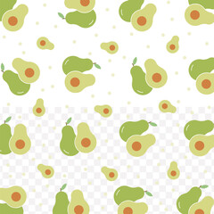 Cute Flat Style Avocado Fruit with Dot Seamless Pattern Background