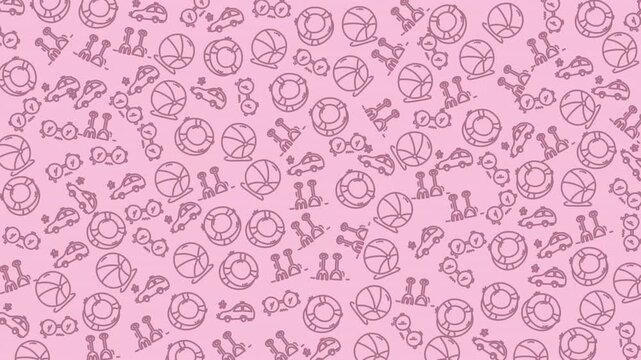 Vibrant pink background filled with playful beach toys and accessories, ideal for summer themes, celebrations, or kids' entertainment campaigns.