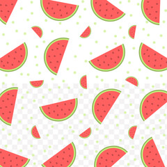 Cute Repeating Watermelon Slice Fruit with Dot Pattern Food Background Design