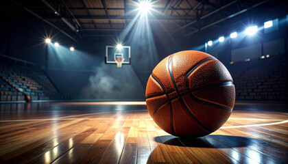 Dramatic Basketball on Indoor Court Ai Generated