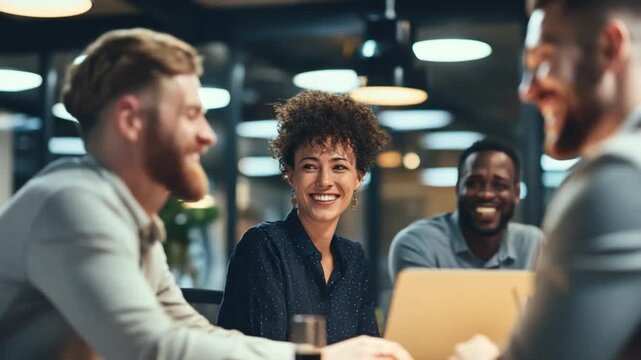 Shared Vision: A moment of connection in a collaborative setting, the focused gaze of diverse business colleagues united by a common goal. 
