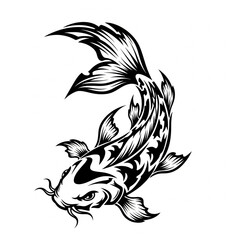 Fototapeta premium Intricate Black and White Koi Fish Illustration A Symbol of Strength and Perseverance