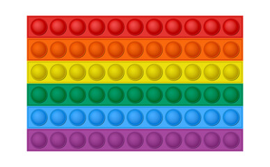 Rainbow pop it toy. Colorful silicone bubble board
