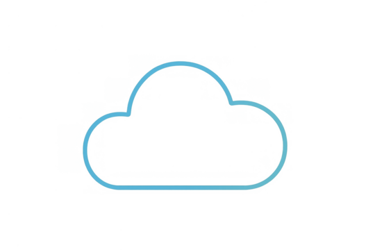 Blue cloud outline representing digital storage and computing technology, transparent server infrastructure concept