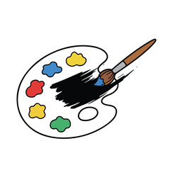 water colour paint mixing palette and paint brush 