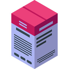Isometric Medicine Box With Pink Top And Light Purple Body With Text Details Representing Pharmaceuticals Or Health Care Product On Transparent Background