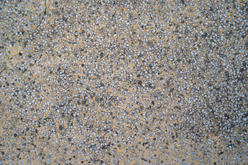Close-up of a textured terrazzo floor with beige and gray tones.