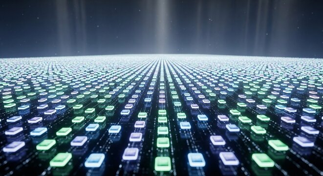 Digital Data Matrix Abstract Grid Pattern with Technological and Futuristic Elements