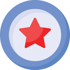 Red Star Inside A Blue Circle With White Outline Isolated On Transparent Background Graphic Design Element