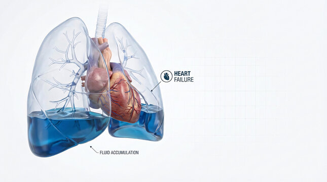Pulmonary Edema and Fluid Build-Up in Heart Failure &ndash; Medical Concept