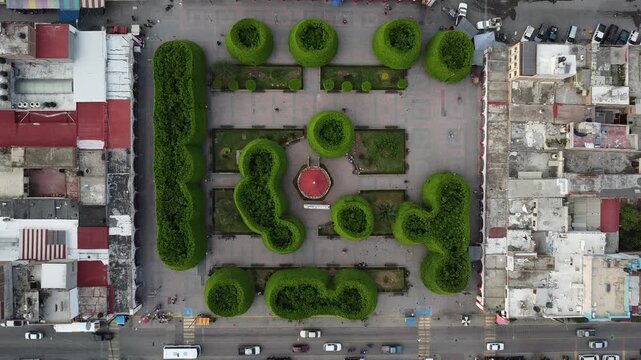 Top view of the Romita main square. Romita, Guanajuato, Mexico