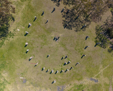 Overhead view of the Standing Stones in Glen Innes, New South Wales