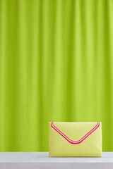 Yellow Envelope on Green Background