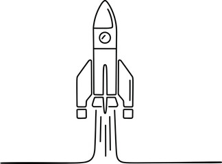 Space Rocket Vector Illustration Minimalist Flat Design