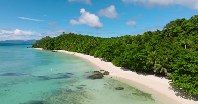 Beautiful view of Tiamban Beach. Blue sky and clouds. Romblon, Romblon. Philippines.