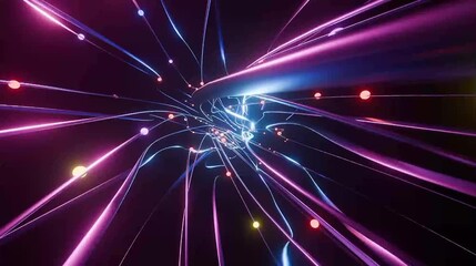 Abstract bright colorful disco light explosion pattern with glowing purple and blue stars in space - Powered by Adobe