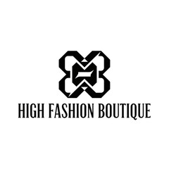 High Fashion Boutique logo featuring a stylized, interconnected geometric design above the text.