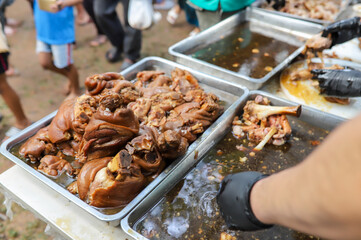 Pork leg rice, Thai food