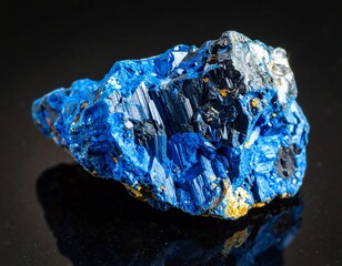 A close-up view of a vividly colored blue mineral specimen
