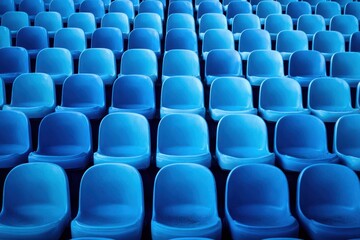 Naklejka premium Rows of Empty Blue Stadium Seats in Symmetrical Pattern