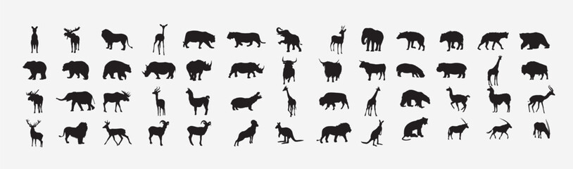 animals silhouettes set 