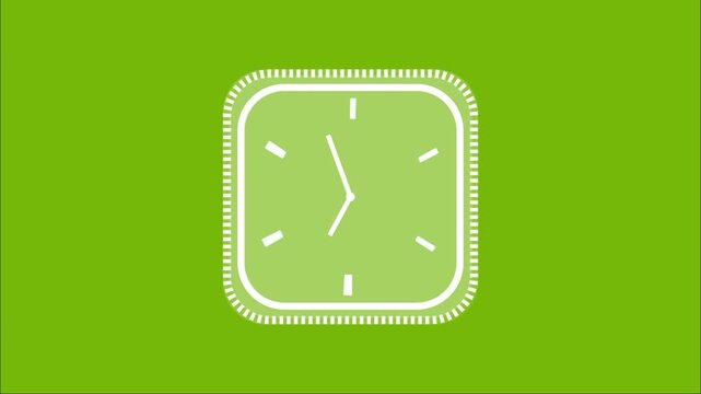 Abstract futuristic square face on smart digital clock looping animation, Minimal green neon ui,ux wallpaper on green background.