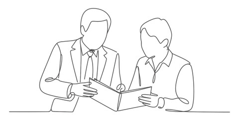 Business collaboration line art isolated on transparent background, isolated on white background, Vector, illustration