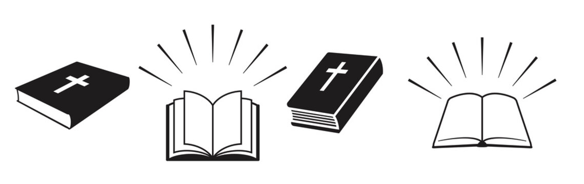 bible books icons set balck on a white background