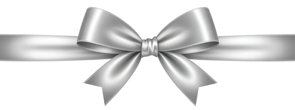 PNG Elegant silver ribbon bow decoration
 - Powered by Adobe
