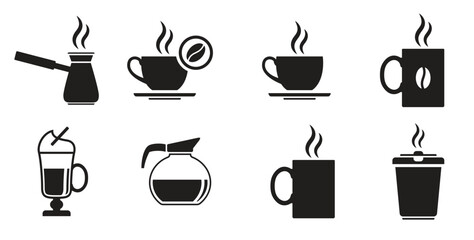 black isolated icons on a theme coffee