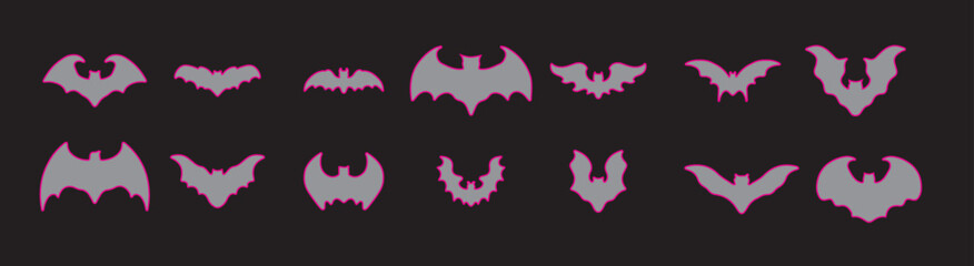 Set of bat vector illustration