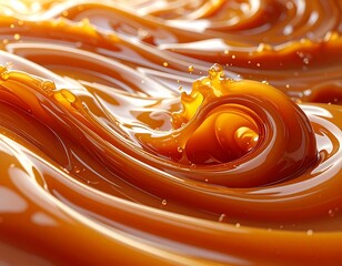 A close-up view of flowing and swirling caramelized goodness