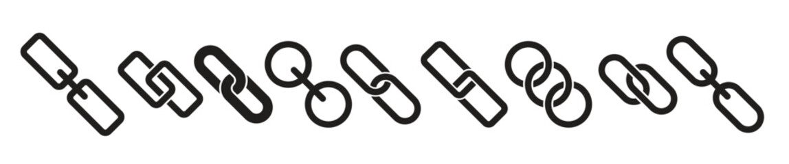 black silhouette icons of chain link