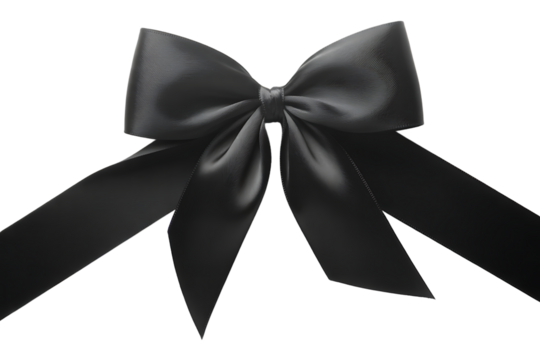 black ribbon bow isolated on white or transparent png
