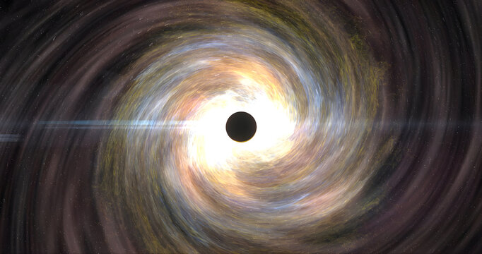 Supermassive Black Hole Event Horizon in Bright Swirling Accretion Disk
