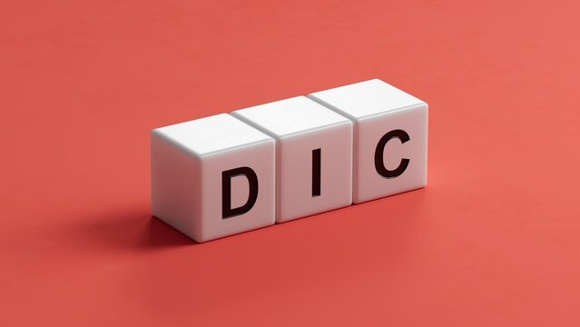 The word dic is written on wooden cubes. Medical concept.close up of wooden cubes,Business Concept.3D rendering.