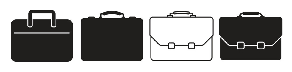 briefcase icons set black on a white background 
