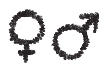 Hand drawn female and male gender identity sign Symbol used to represent sex and gender Single element for print, web, design, decor