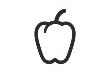 Pepper outline drawing representing cooking ingredients and healthy food on a transparent background
