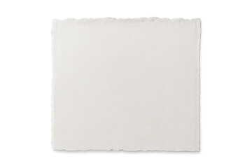 White textured paper with torn jagged edges on a transparent background, blank frame for text or graphics