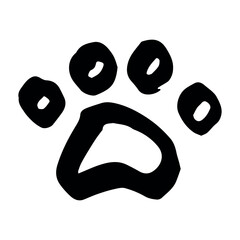 Hand drawn cute cat's paw Cat, dog, animal footprint in doodle style Single element for print, web, design, decor, greeting cards, children's prints