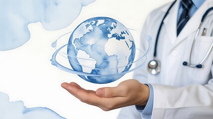Doctor holding a glowing globe in hand medical healthcare