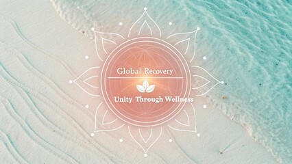 Global Recovery Concept with Wellness Symbol and Ocean Background for Health, Mindfulness, and Holistic Practices Promotion