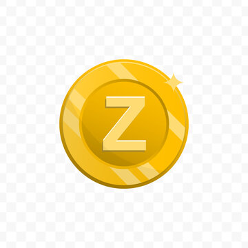 Shiny Golden Z Letter Initial Alphabet Coin Currency Illustration