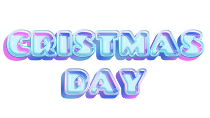 Christmas Day Text In Translucent Gel Letters With Pink Blue Gradient isolated on a transparent background