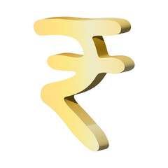 3d rupee currency symbol. Single element for design