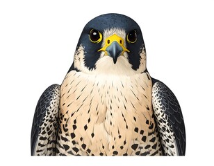 Close-up illustration of a majestic falcon on a white background