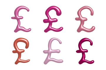 Set of 3d british pound currency symbol Elements for design